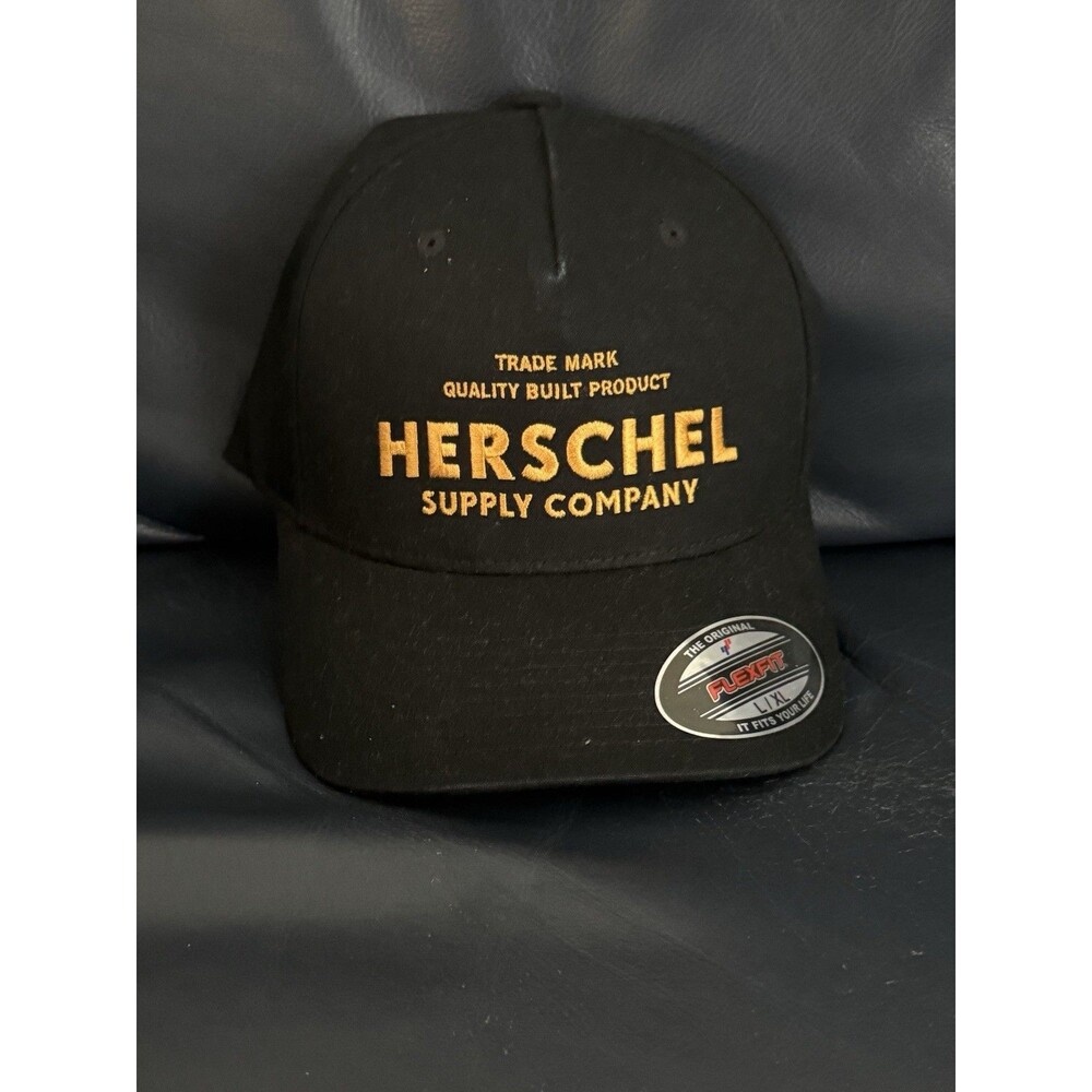 Herschel Supply Co. Black Flexfit Hat L/XL New Black And Gold Hat